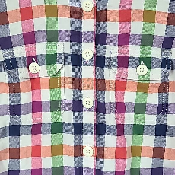 Aeropostale XS Soft Red Blue Check Plaid Button Down Long Sleeve Shirt Y2K 90s - Picture 4 of 11